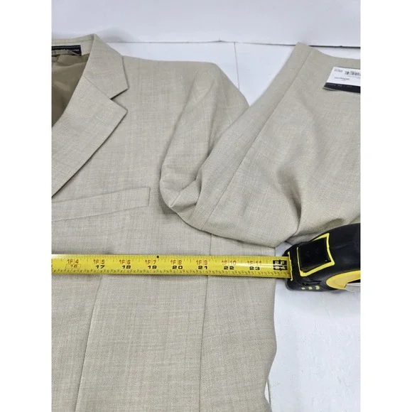 Bill Blass Sport Coat Mark Suit Blazer 46R Mens Beige Polyester Wool Gottschalks